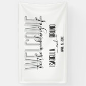 白黒スタイリッシュの歓迎結婚の挨拶 横断幕 (縦)