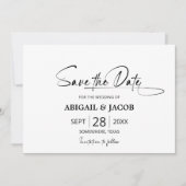 白黒スタイリッシュの結婚式の日付を保存 招待状 (正面)