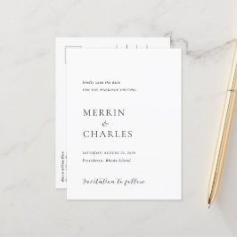 白黒スタイリッシュの結婚式の日付を保存 案内ポストカード