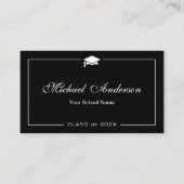 白黒スタイリッシュグラッドキャップ卒業式ネームカード コーリングカード (正面)