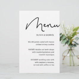 白黒スタイリッシュスクリプ結婚トのメニュー