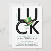 白黒スタイリッシュセントパトリックラッキーアイリッシュパーティー 招待状 (正面)