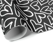 白黒スタイリッシュハートパターン ラッピングペーパー (ロールコーナー)
