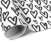 白黒スタイリッシュハートパターン ラッピングペーパー (ロールコーナー)