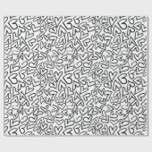 白黒スタイリッシュハートパターン ラッピングペーパー (フラット)