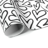 白黒スタイリッシュハートパターン ラッピングペーパー (ロールコーナー)