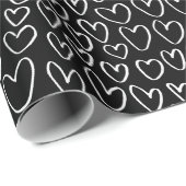 白黒スタイリッシュハートパターン ラッピングペーパー (ロールコーナー)