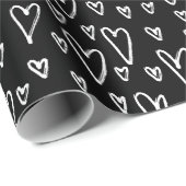 白黒スタイリッシュハートパターン ラッピングペーパー (ロールコーナー)