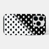 白黒スタイリッシュハートパターン iPhoneケース (裏面横)
