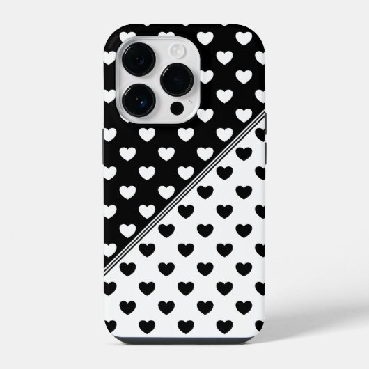 白黒スタイリッシュハートパターン iPhoneケース (裏面)