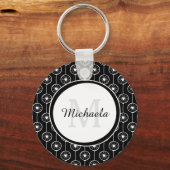 白黒スタイリッシュハートモノグラム キーホルダー (正面)