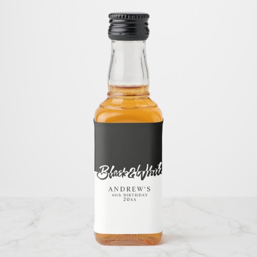 白黒スタイリッシュパーティー リキュールボトルラベル (正面)