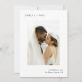 白黒スタイリッシュフォトミニマル結婚リスト セーブザデート (正面)