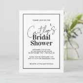 白黒スタイリッシュブライダルシャワーの招待 招待状 (スタンド正面)