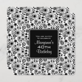 白黒スタイリッシュペイズリースタイル誕生日 招待状