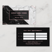白黒スタイリッシュマーブルバラ金ゴールドアポイントメント 予約カード (正面/裏面)