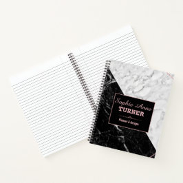 白黒スタイリッシュマーブルバラ金ゴールドプランナー ノートブック