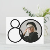 白黒スタイリッシュミニマル写真第80誕生日 招待状 (スタンド正面)