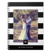 白黒スタイリッシュモノグラストライプム ノートブック (正面)