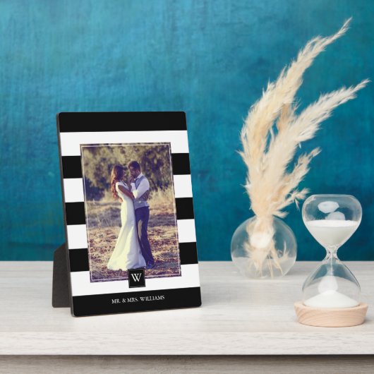 白黒スタイリッシュモノグラストライプム フォトプラーク (側面)