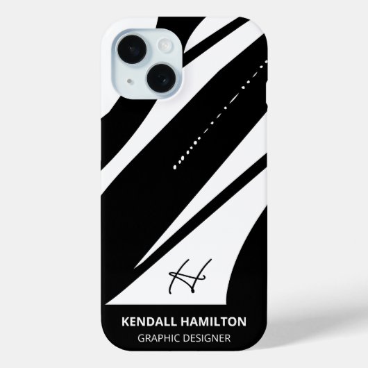 白黒スタイリッシュモノグラムモダン抽象芸術 Case-Mate iPhoneケース (裏面)