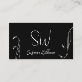 白黒スタイリッシュモノグラム付きシック華美シック 名刺 (正面)