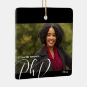 白黒スタイリッシュ写真PhD セラミックオーナメント (右)