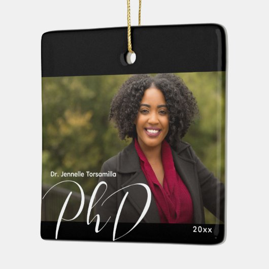 白黒スタイリッシュ写真PhD セラミックオーナメント (左)