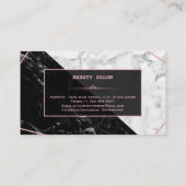 白黒スタイリッシュ大理石バラ金ゴールドメークアップアーティスト 名刺 (裏面)