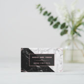 白黒スタイリッシュ大理石バラ金ゴールドメークアップアーティスト 名刺 (スタンド正面)