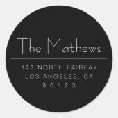 白黒スタイリッシュ差出人住所またはその他の文字 ラウンドシール (正面)