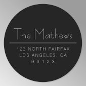 白黒スタイリッシュ差出人住所またはその他の文字 ラウンドシール