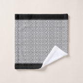 白黒スタイリッシュ幾何学模様モノグラム バスタオルセット (ウォッシュタオル)