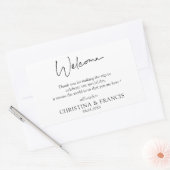 白黒スタイリッシュ歓迎結婚バッグ 長方形シール (封筒)