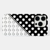 白黒スタイリッシュ水玉模様とハート Case-Mate iPhoneケース (裏面 (横))