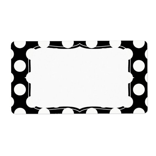 白黒スタイリッシュ水玉模様パターン ラベル (正面)