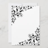 白黒スタイリッシュ渦巻きブライダルシャワー 招待状 (裏面)