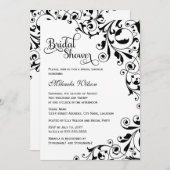 白黒スタイリッシュ渦巻きブライダルシャワー 招待状 (正面/裏面)