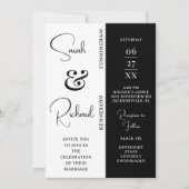 白黒スタイリッシュ結婚式招待状 招待状 (正面)