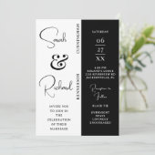 白黒スタイリッシュ結婚式招待状 招待状 (スタンド正面)