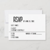 白黒スタイリッシュ結婚式RSVPカード 出欠カード (正面)