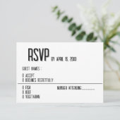 白黒スタイリッシュ結婚式RSVPカード 出欠カード (スタンド正面)