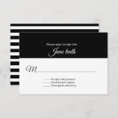 白黒スタイリッシュ結婚式RSVPカード 出欠カード (正面/裏面)