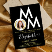 白黒スタイリッシュ金ゴールドマムローレルリースタイポ 招待状