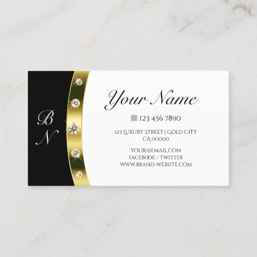 白黒スタイリッシュ金ゴールド(モノグラ縁どム付き) 名刺 (裏面)