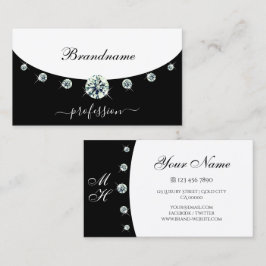 白黒スタイリッシュ銀とモノグラ縁どム 名刺