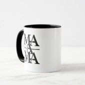 白黒スタイリッシュ陶磁器マママママグ マグカップ (正面左)