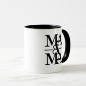白黒スタイリッシュ陶磁器マママママグ マグカップ (正面右)