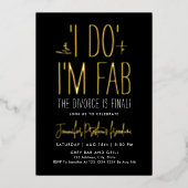 白黒スタイリッシュ離婚パーティー素晴らしい 箔招待状 (正面)