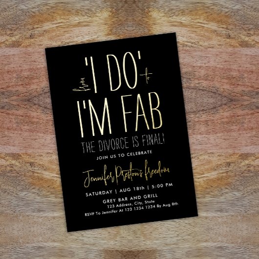 白黒スタイリッシュ離婚パーティー素晴らしい 箔招待状